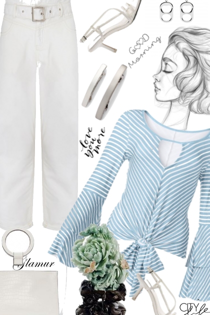 Blue and White- combinação de moda