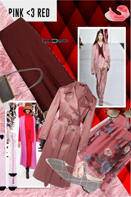 fall trend -pink and red for an office party- Modna kombinacija