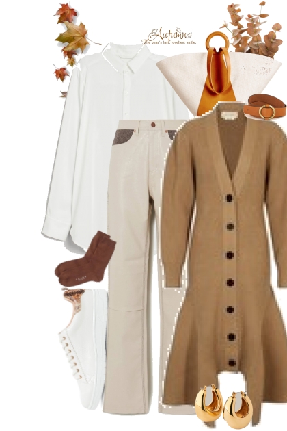 white accents on brown- Fashion set
