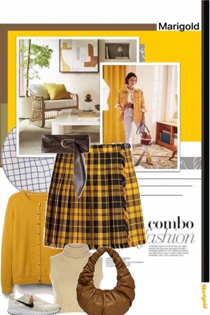 marigold and brown- combinação de moda