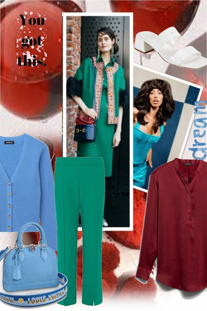 blue, green and red- Combinazione di moda