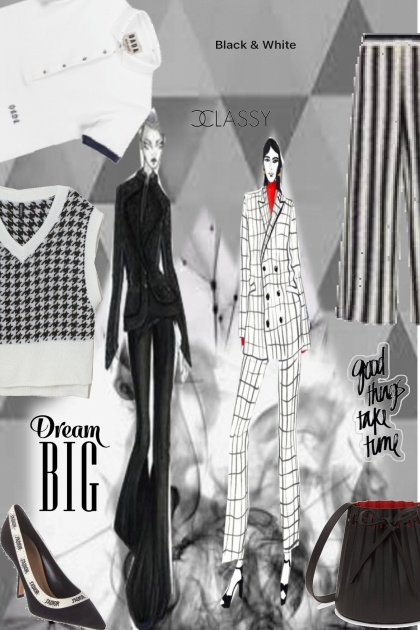 black and white and check-mated- Fashion set