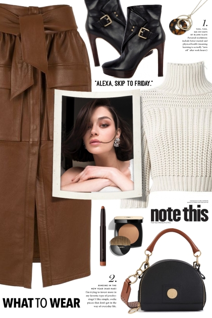 Brown Leather Skirt!- Combinaciónde moda
