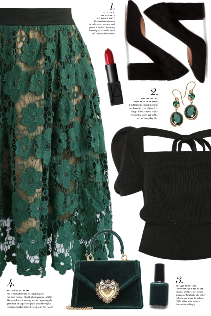 Green Lace Skirt!- Combinaciónde moda