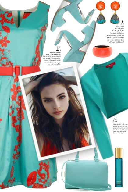 Turquoise & Coral Dress!- Combinaciónde moda
