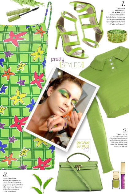 Green Floral Dress!- Fashion set