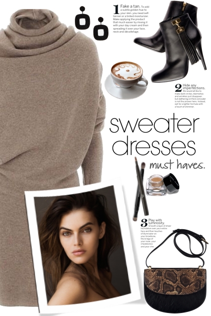 Taupe Sweater Dress! - Combinaciónde moda