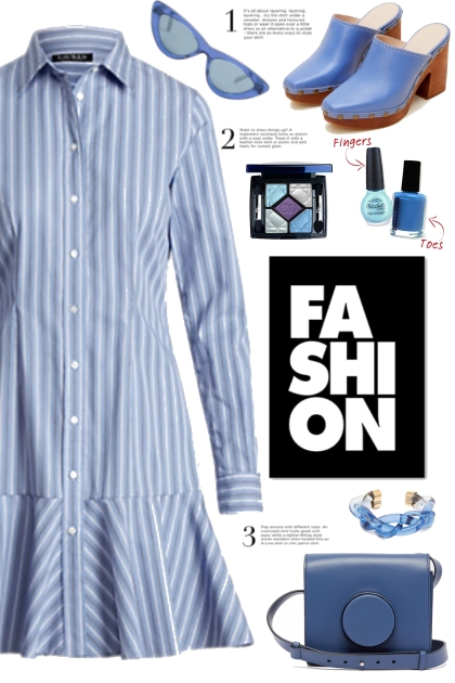 Blue Stripe Shirtdress! - combinação de moda