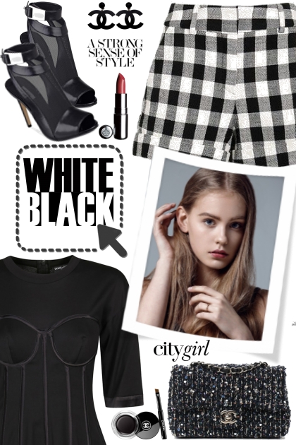 Black & White Check Shorts!- Fashion set
