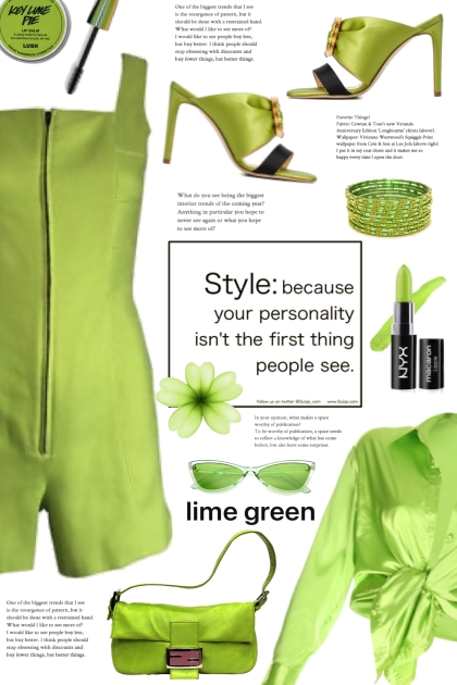Lime Green Zipper Romper!- コーディネート