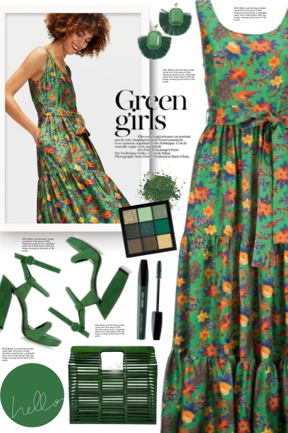 Green Print Maxi Dress!- Модное сочетание