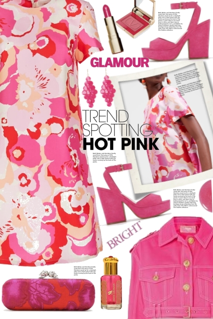 Pink Retro Print Dress!- Fashion set
