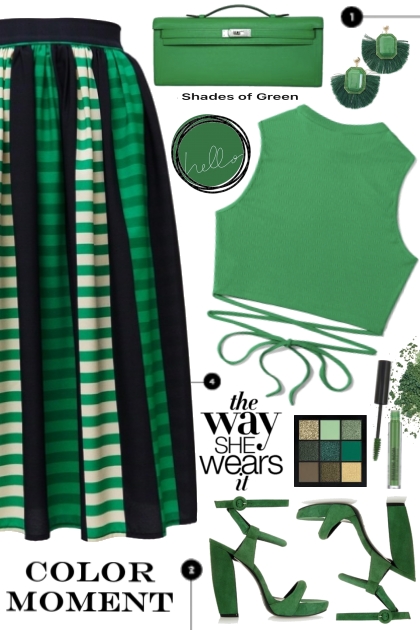Green Stripe Skirt!- Combinaciónde moda