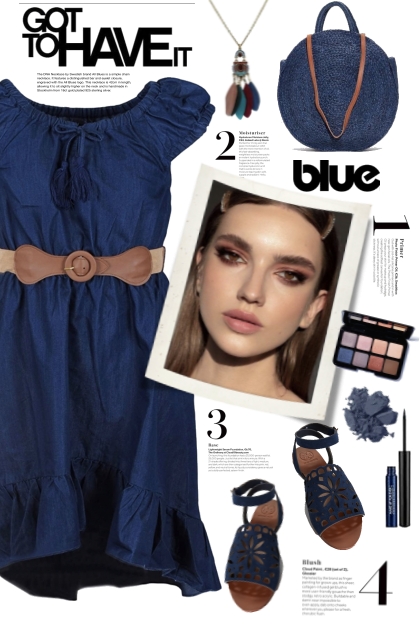 Indigo Blue Belted Dress!- Fashion set