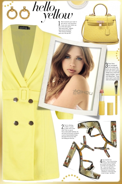 Boohoo Yellow Belted Dress!- コーディネート