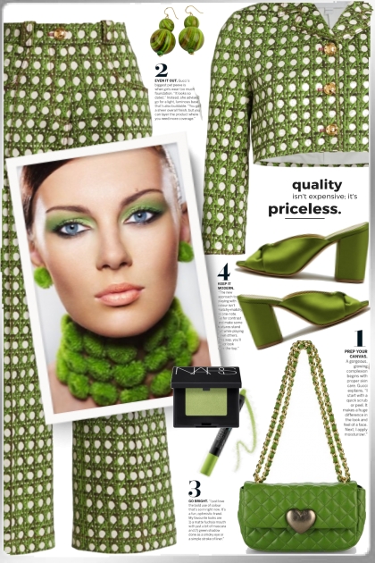 Green Bamboo Print Pant Set!- Modna kombinacija