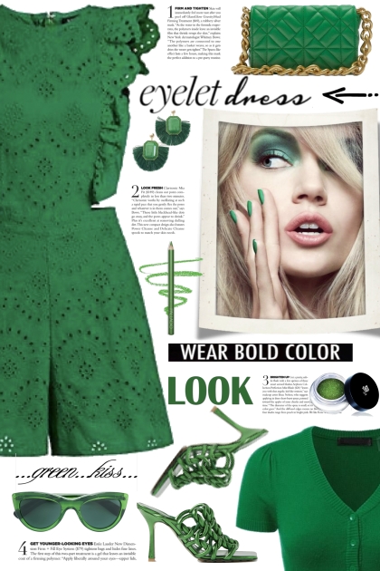Green Eyelet Romper!- combinação de moda