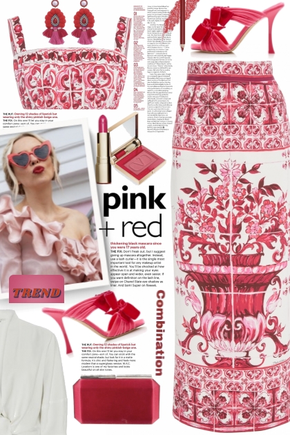 Pink & Red Print Set!- Modna kombinacija