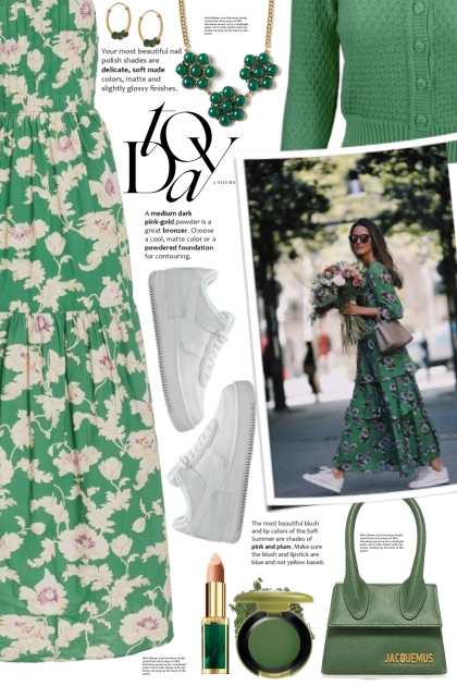 Green Floral Print Maxi Dress!- Modna kombinacija