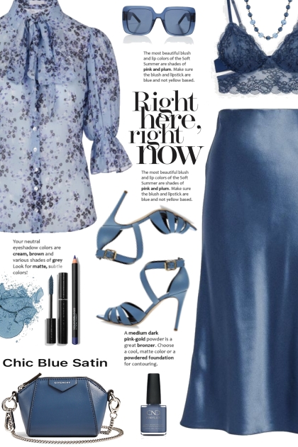 Chic Blue Satin!- combinação de moda
