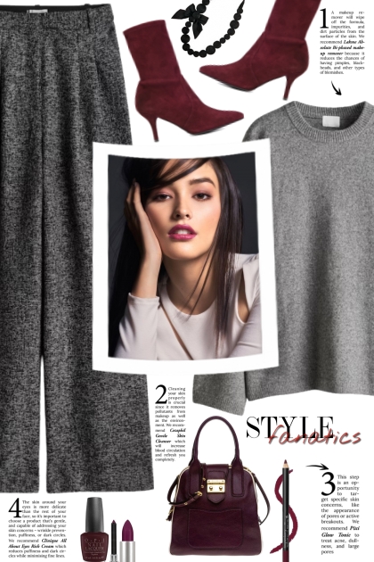 Grey & Burgundy Style!- combinação de moda