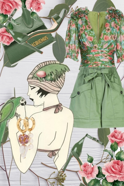 Grønn shorts- Модное сочетание