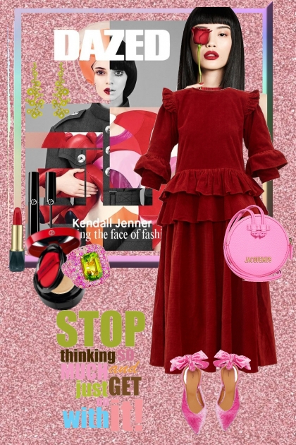 Dyp rød kjole- Modna kombinacija