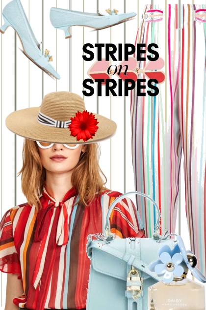 Striper i blått/hvitt og rødt