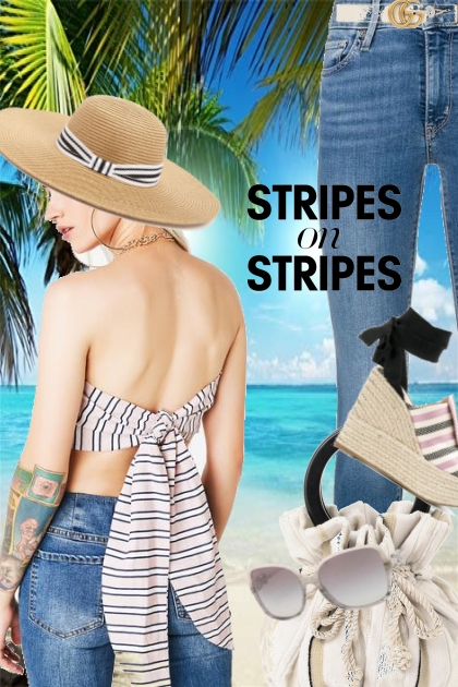 Jeans og striper- combinação de moda