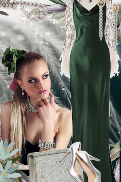 Green dress 13-8- Combinazione di moda