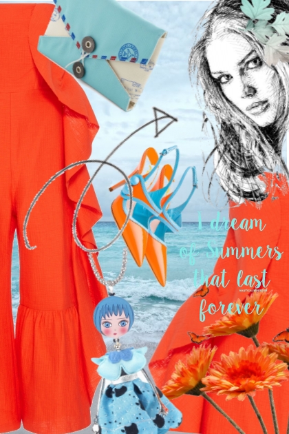 Oransje jumpsuit 14-8- Combinazione di moda