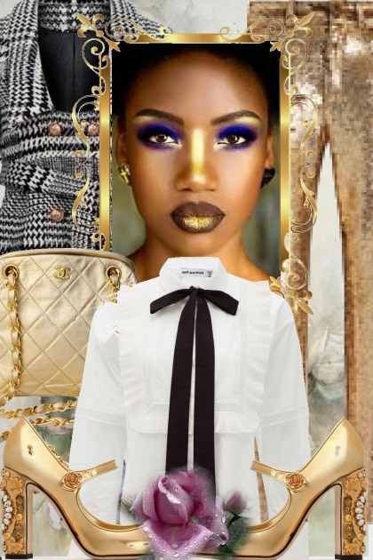 Gold and plaid- Combinazione di moda