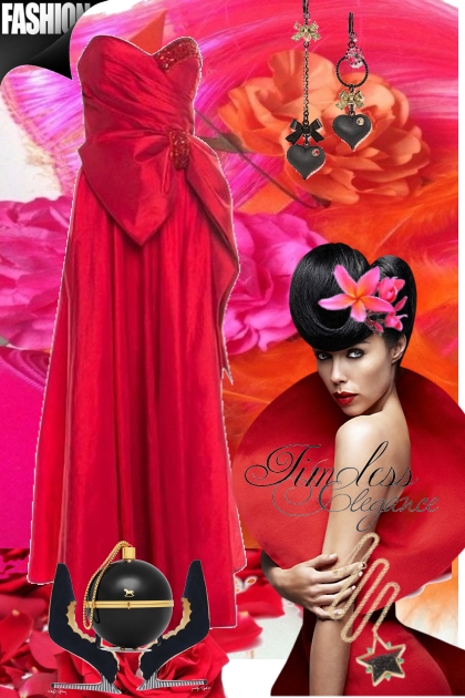 Rød kjole 26-9- combinação de moda
