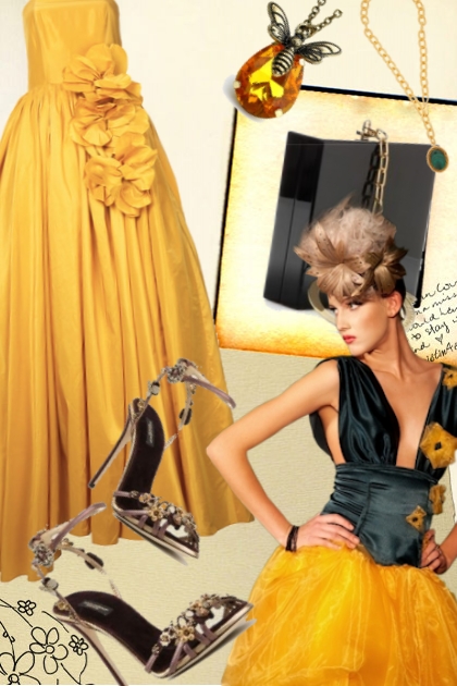 Yellow gown- Combinaciónde moda