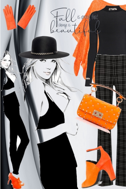 Sort/orange- Combinazione di moda