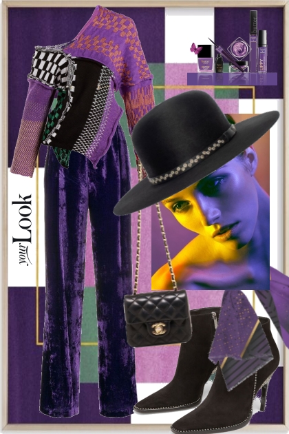 Purple and black 15-10- combinação de moda