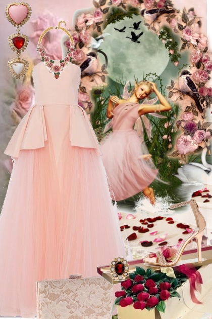Rosa prinsessekjole- Combinazione di moda