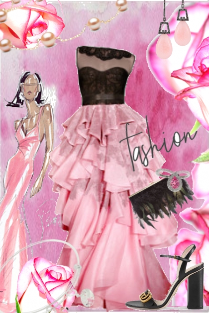 Pink and black dress- Fashion set