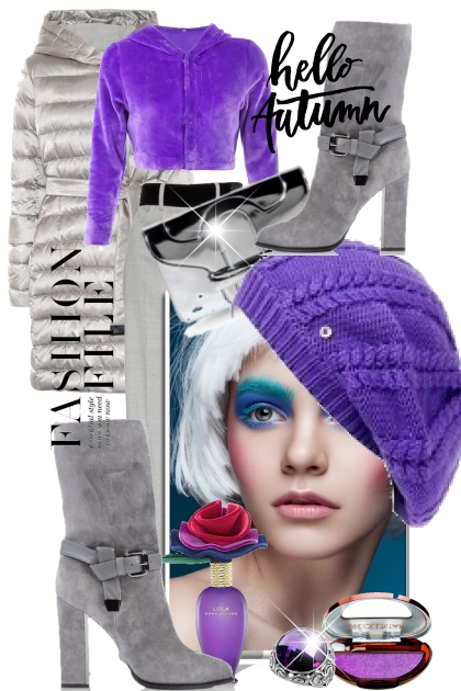 Grey and purple - combinação de moda