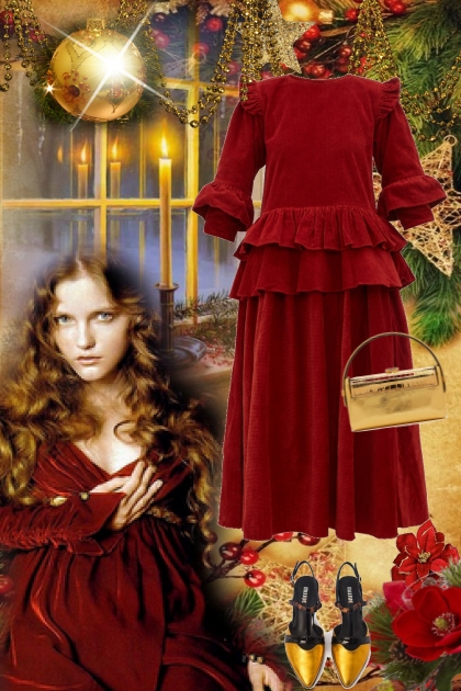 Red christmas dress- 搭配