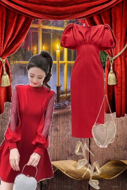 Red dress for Christmas- Модное сочетание