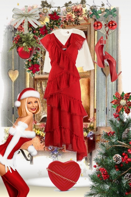 Rød kjole til jul- 搭配