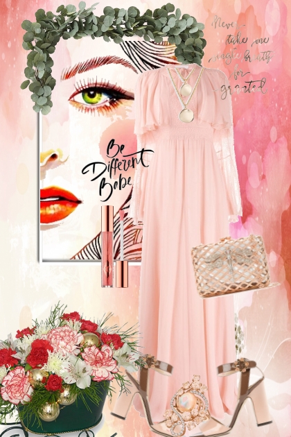 Pink Christmas dress- Модное сочетание