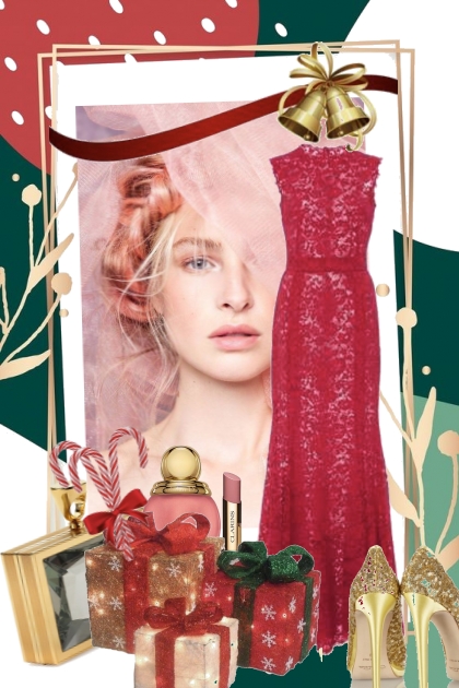 Rød blondekjole til jul- Combinaciónde moda