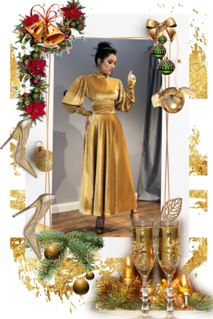 Golden velvet dress- Fashion set