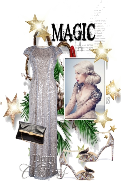 Silver Christmas gown- Fashion set