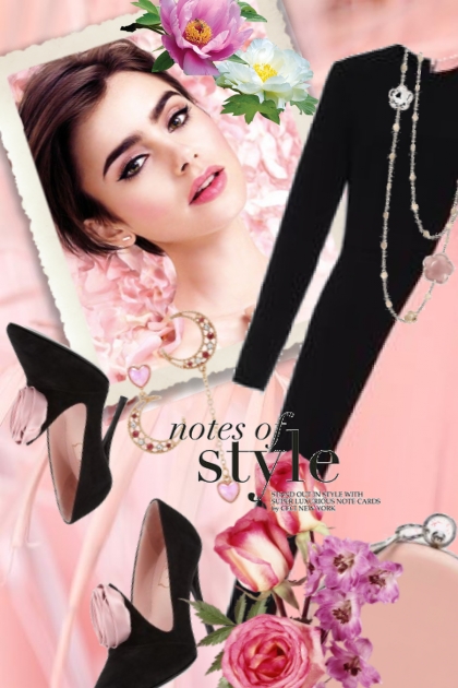 Sort/rosa kjole 8-1- Fashion set