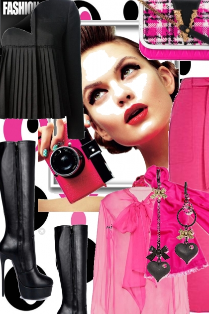 Black/pink 18-1- combinação de moda