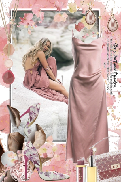 Rosa silkekjole- combinação de moda