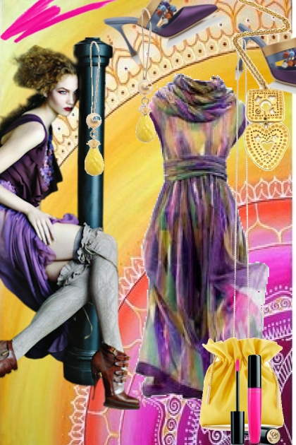 Purple dress 4- Combinaciónde moda